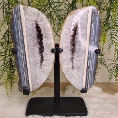 Agaat/amethist vlinder vleugels op standaard