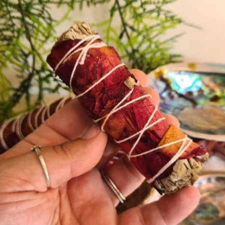 Smudge stick Witte Salie en Rozenblaadjes