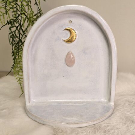 Keramiek Altaar Gouden Maan & Rozenkwarts