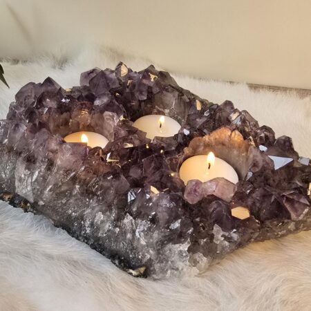amethist cluster waxinelicht voor 3 waxinelichten