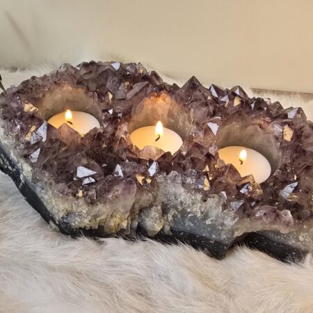 amethist cluster waxinelicht voor 3 waxinelichten