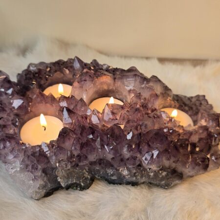 amethist cluster waxinelicht voor 4 waxinelichten