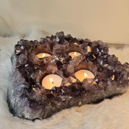 amethist cluster waxinelicht voor 4 waxinelichten