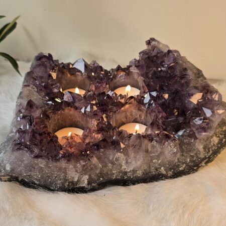 amethist cluster waxinelicht voor 4 waxinelichten