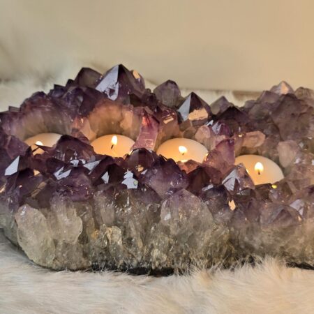 amethist cluster waxinelicht voor 4 waxinelichten