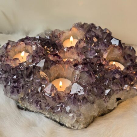amethist cluster waxinelicht voor 5 waxinelichten