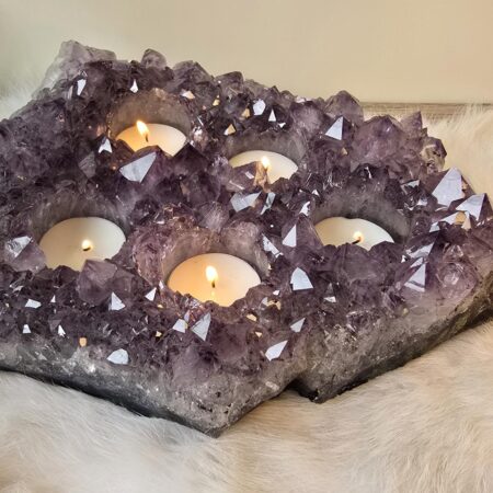 amethist cluster waxinelicht voor 5 waxinelichten