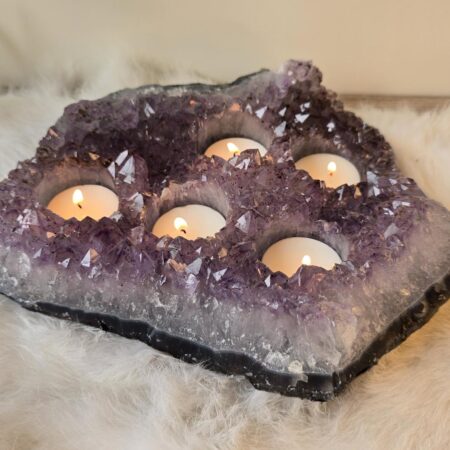 amethist cluster waxinelicht voor 5 waxinelichten