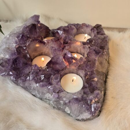 amethist cluster waxinelicht voor 5 waxinelichten