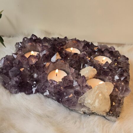 amethist cluster waxinelicht voor 5 waxinelichten