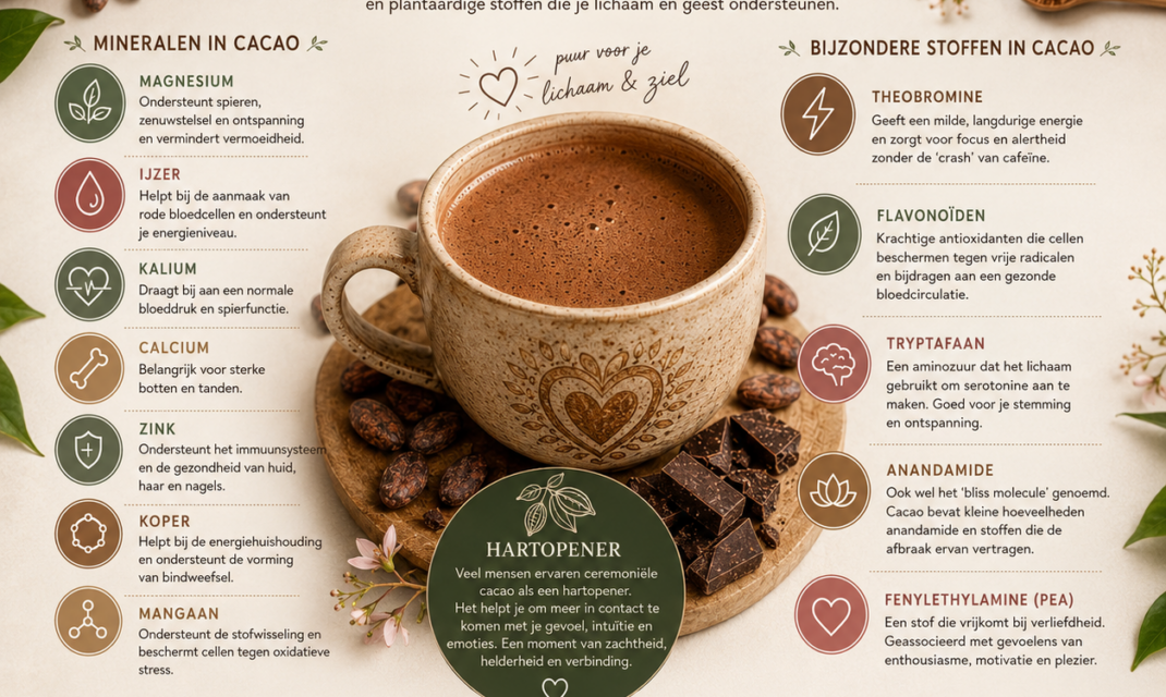 ceremoniele cacao en werkzame stoffen en mineralen