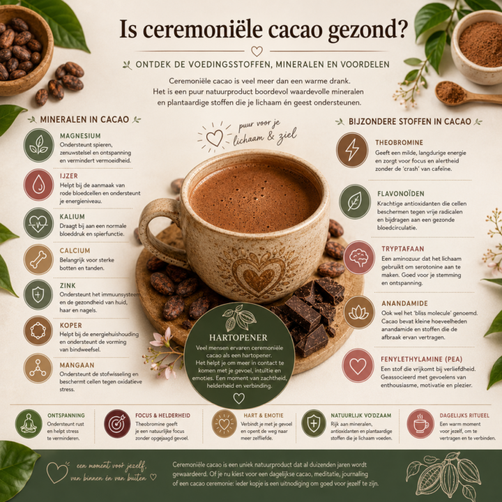 ceremoniele cacao en werkzame stoffen en mineralen